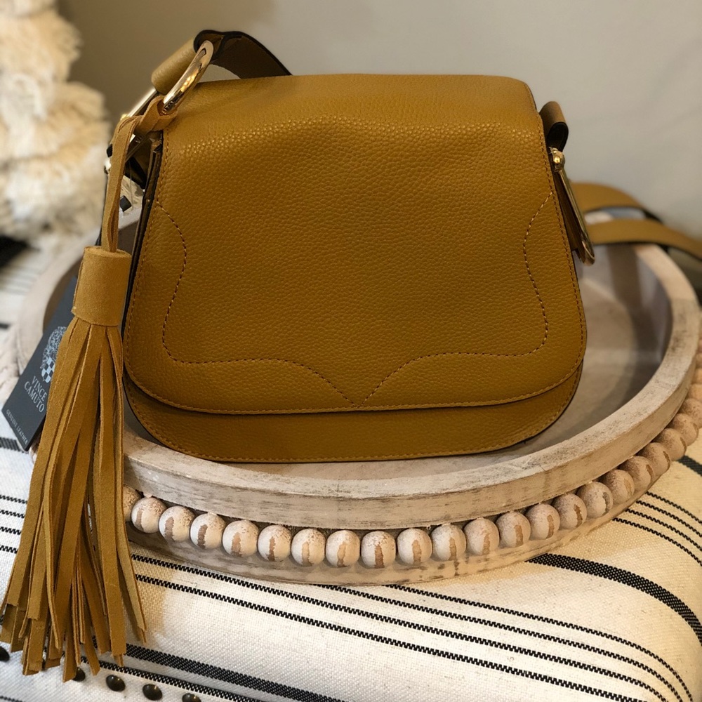 NWT Vince Camuto Tan Leather Crossbody Bag!